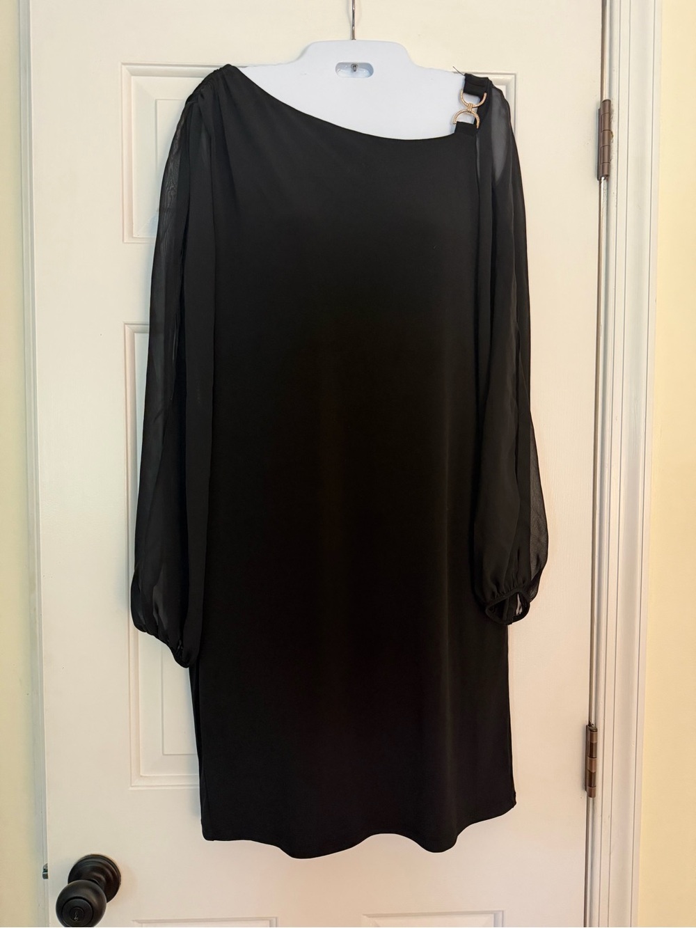 Ivanka Trump Black Sheath Dress Gold Rhinestone Hardware Medium